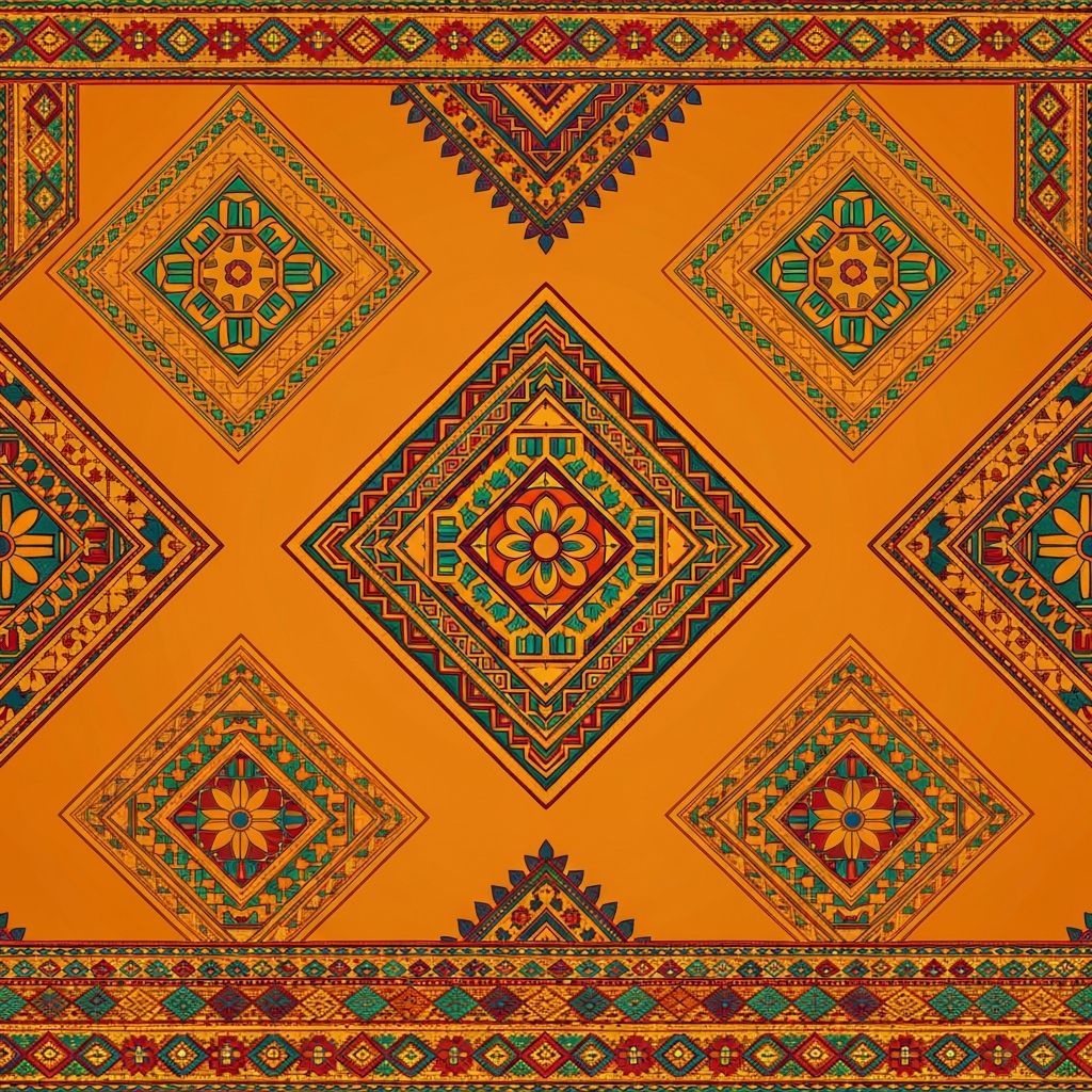 Traditional Punjabi phulkari embroidery patterns symbolising the cultural heritage behind Bhangra